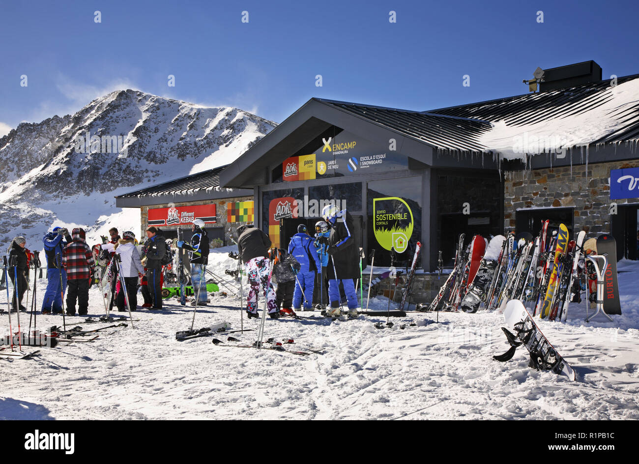 Ski station near Encamp. Andorra Stock Photo