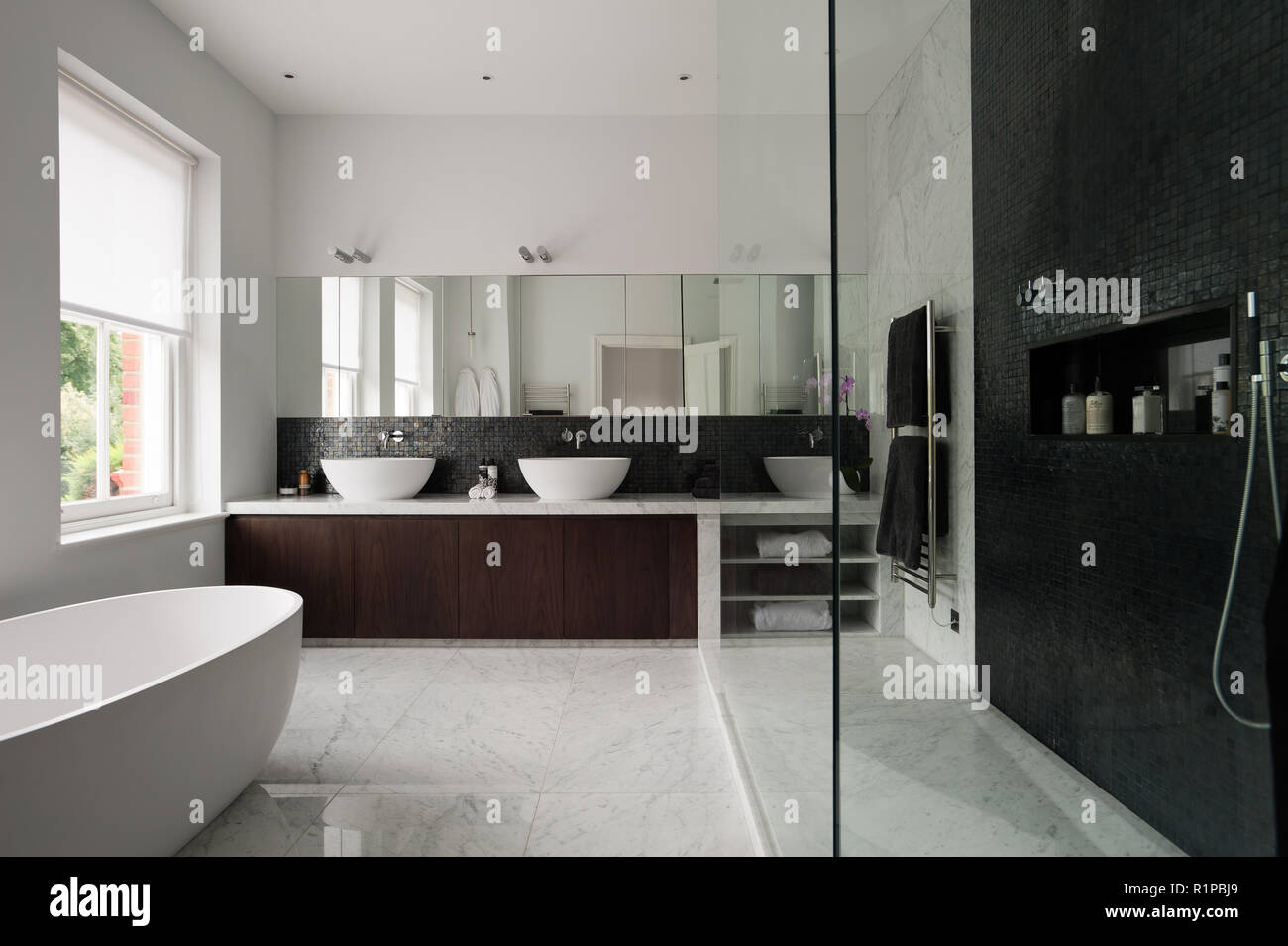 Modern monochrome bathroom Stock Photo Alamy