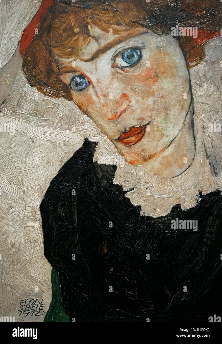 Egon Schiele (Tulln, 1890-Vienna, 1918). Austrian Expressionist painter.  Portrait of Wally Neuzil, 1912. Detail. Oil on panel. 32 cm x 39,8 cm.  Leopold Museum. Vienna, Austria Stock Photo - Alamy