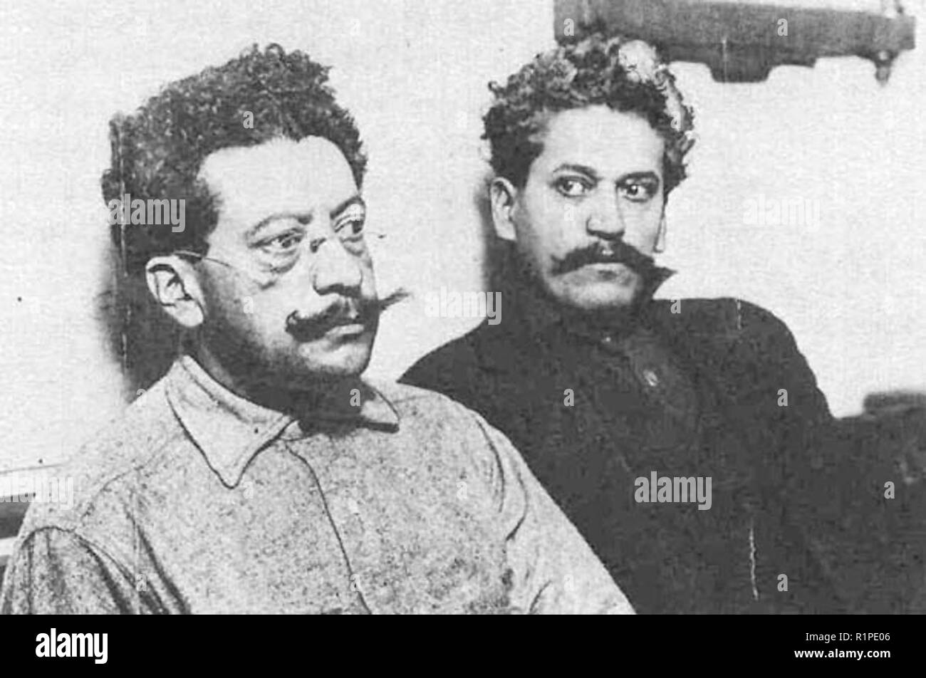 Ricardo Flores Magón (left) and his brother Enrique in the Los Angeles County Jail, 1917. Stock Photo