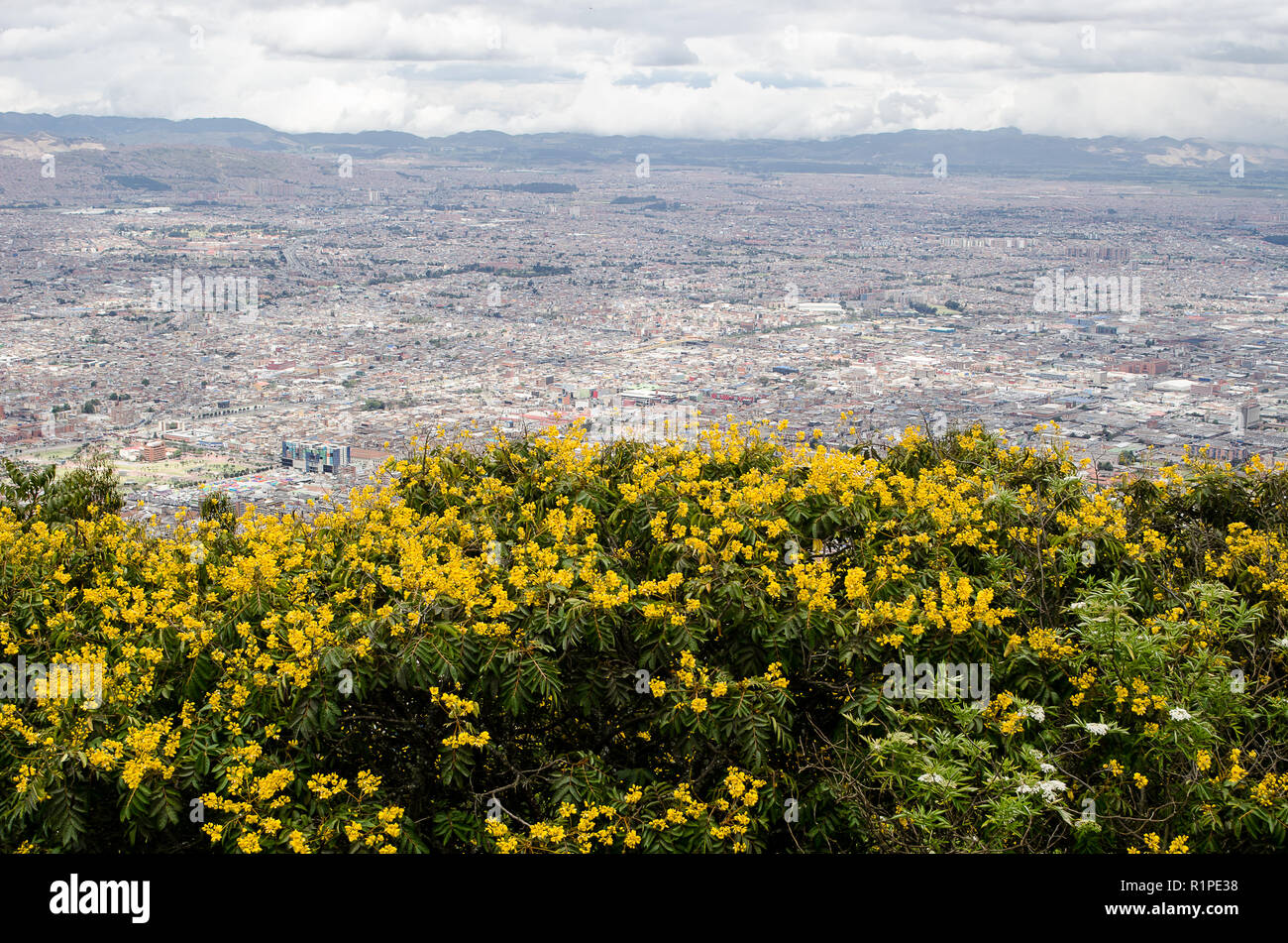 Beautiful landscape of Bogota City as seen from Mount Monserrate Stock Photo