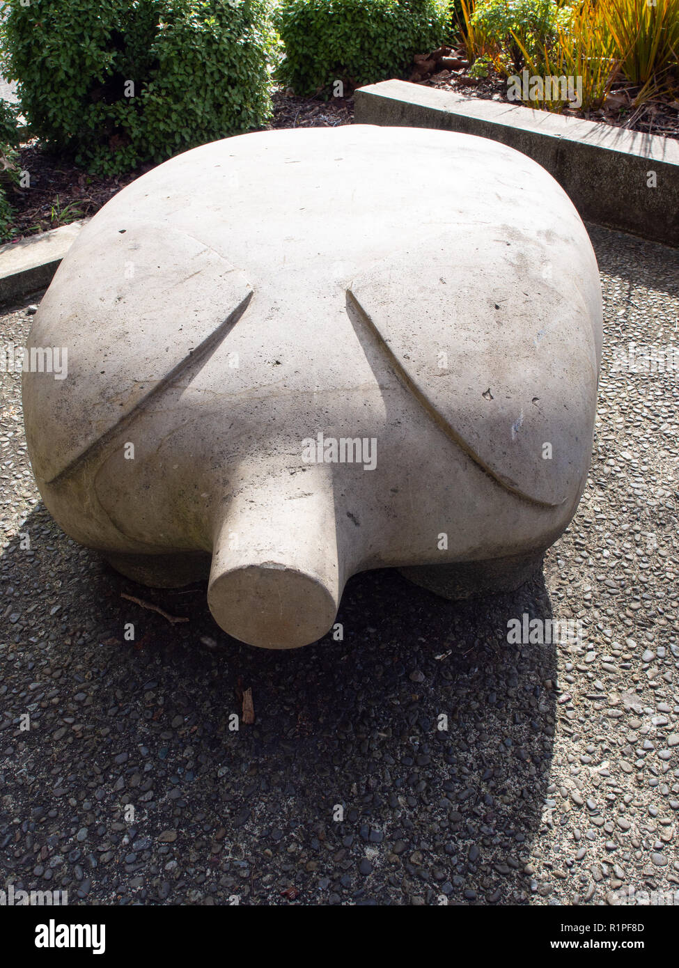 Concrete Pig Sculpture Stock Photo