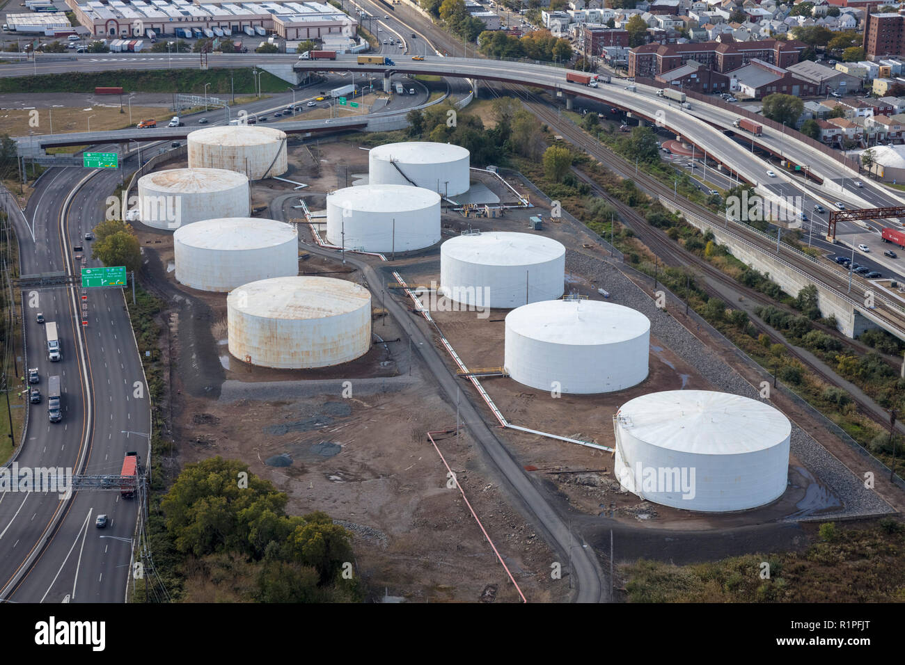 Aerial view storage tanks hires stock photography and images Alamy