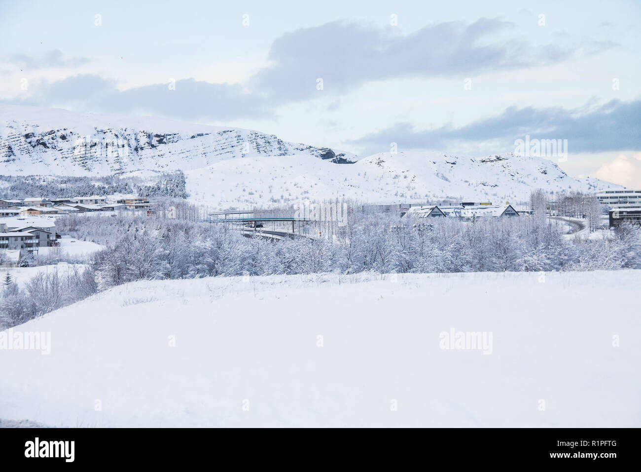 Beautiful scenery in winter snow Iceland Stock Photo - Alamy