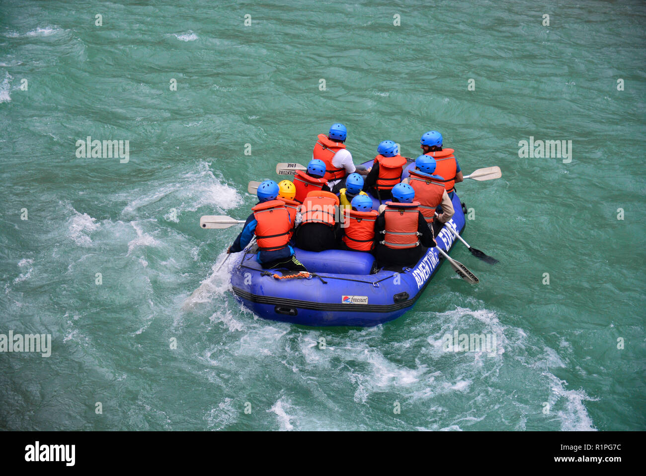 Canoeing in a dangerous river Stock Photo Alamy