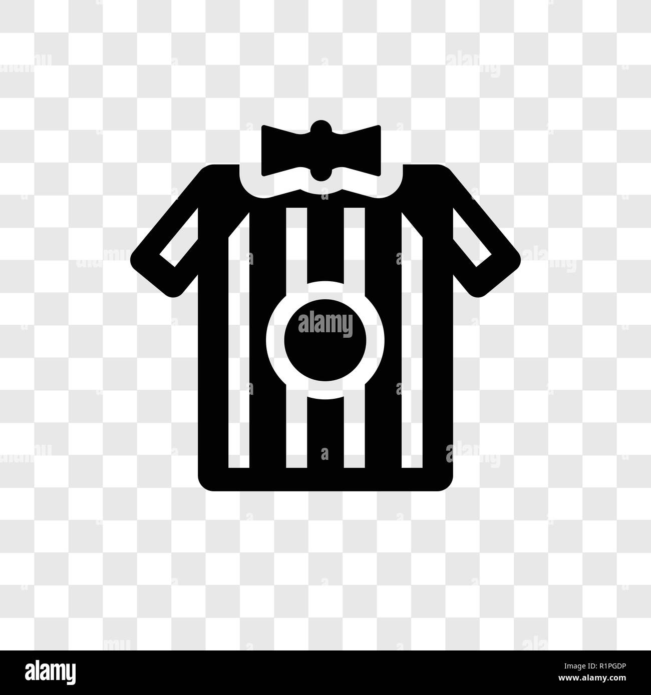 Referee striped sportive t shirt vector icon isolated on transparent