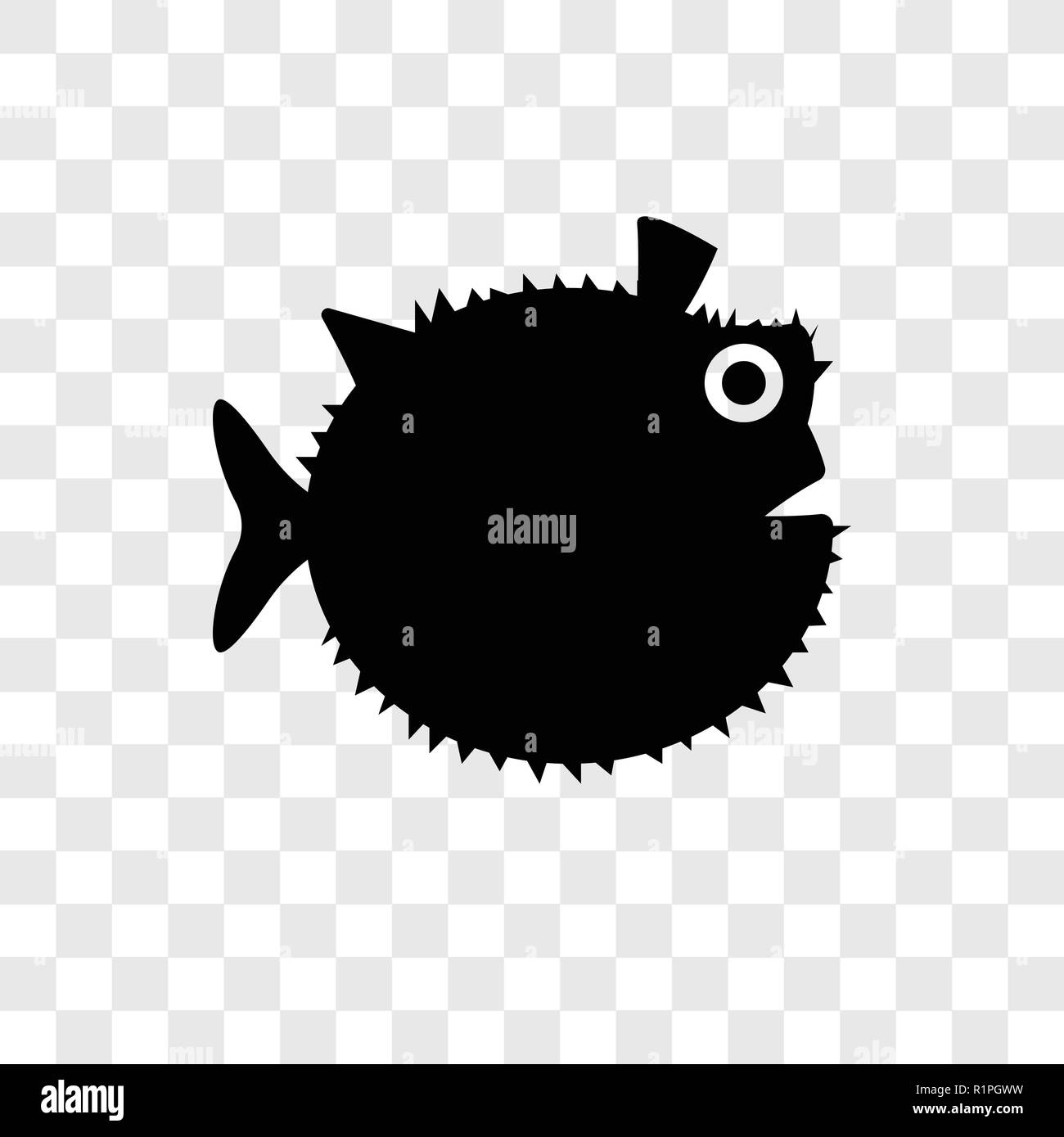 Globe Fish vector icon isolated on transparent background, Globe Fish transparency logo concept Stock Vector