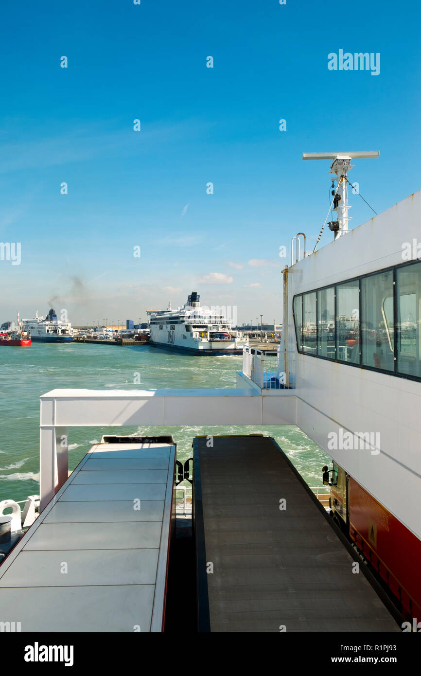 Calais, France - April 11th, 2017: A cross-channel ferry departs the ...