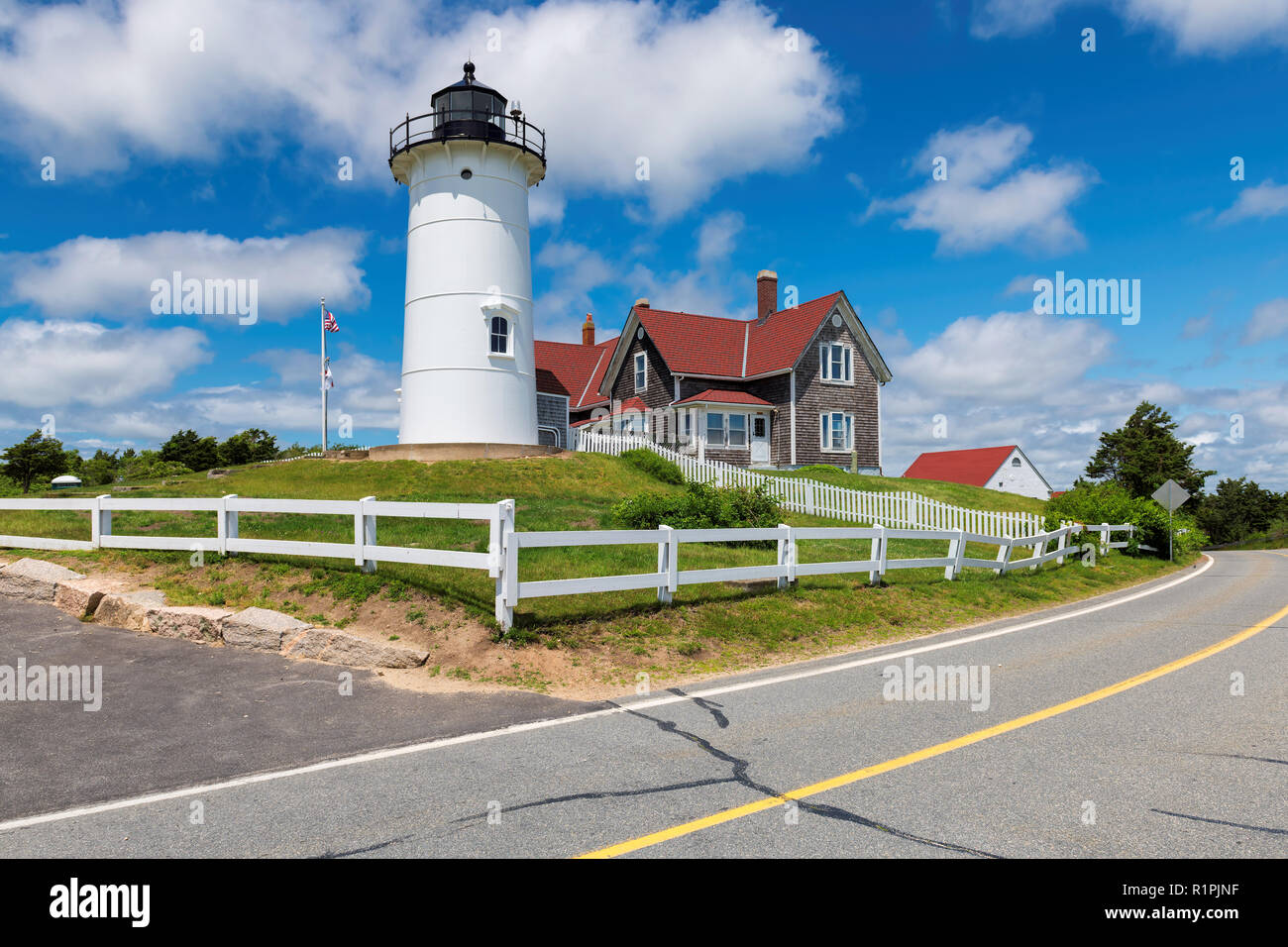 Nobska Lighthouse in Cape Cod, Massachusetts, USA Stock Photo