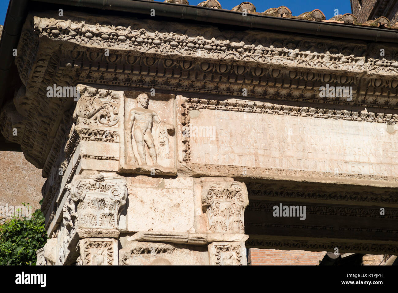 Rome. Italy. The Arcus Argentariorum (Arch of the Money-Changers / Arco degli Argentari, 204 AD). Stock Photo