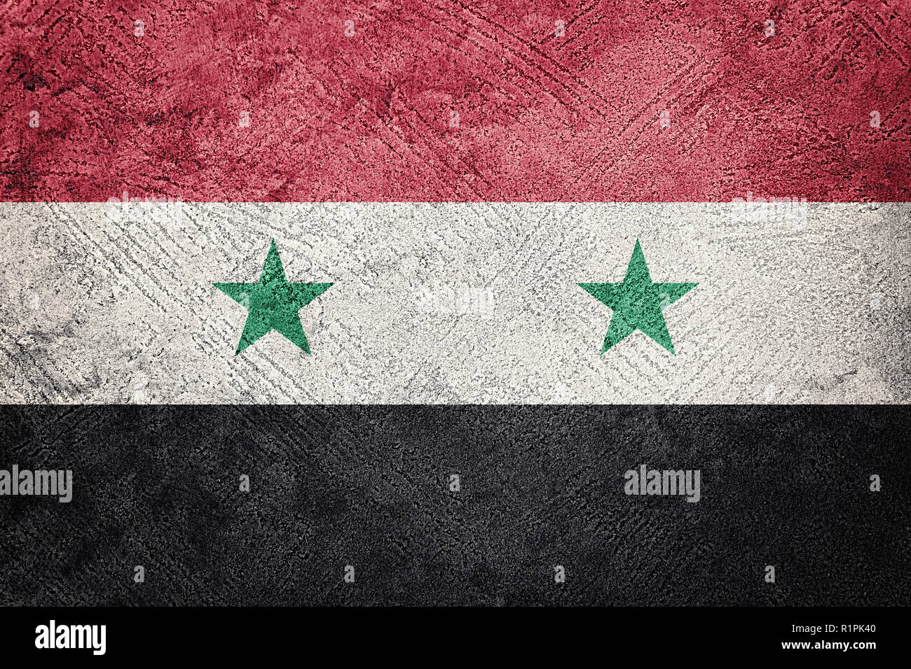 Grunge Syria flag. Syrian flag with grunge texture. Stock Photo