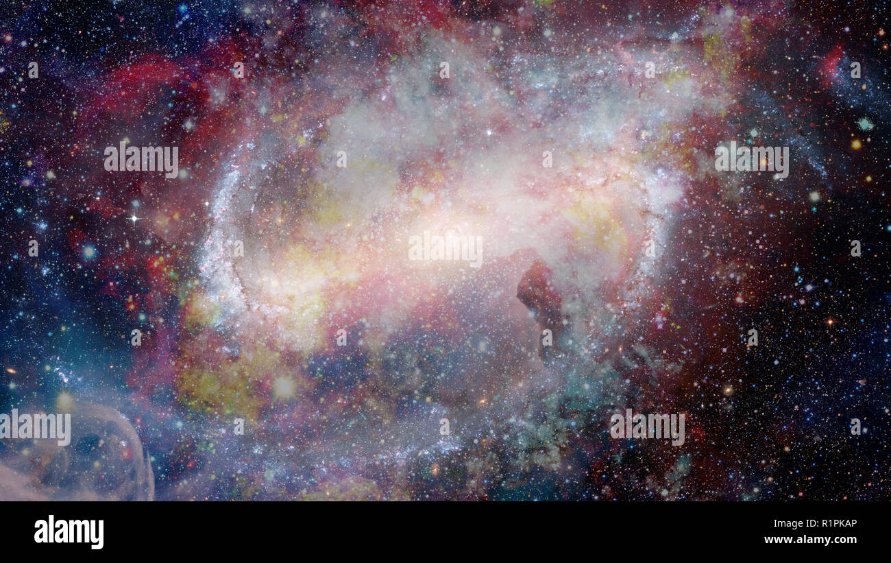 Colored clouds in nebula. Combined version of Hubble space telescope ...