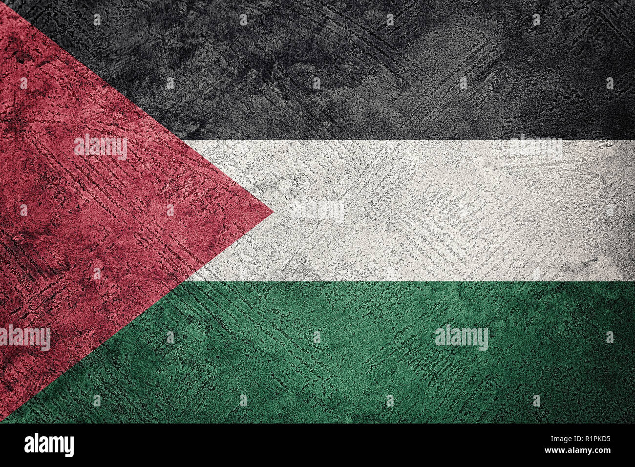 Grunge Palestine Flag. Palestine Flag with grunge texture. Stock Photo