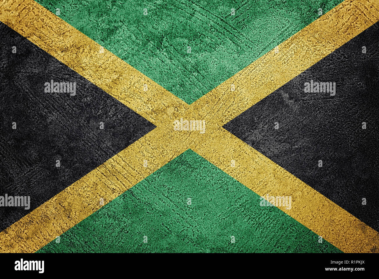 Grunge Jamaica flag. Jamaica flag with grunge texture. Stock Photo