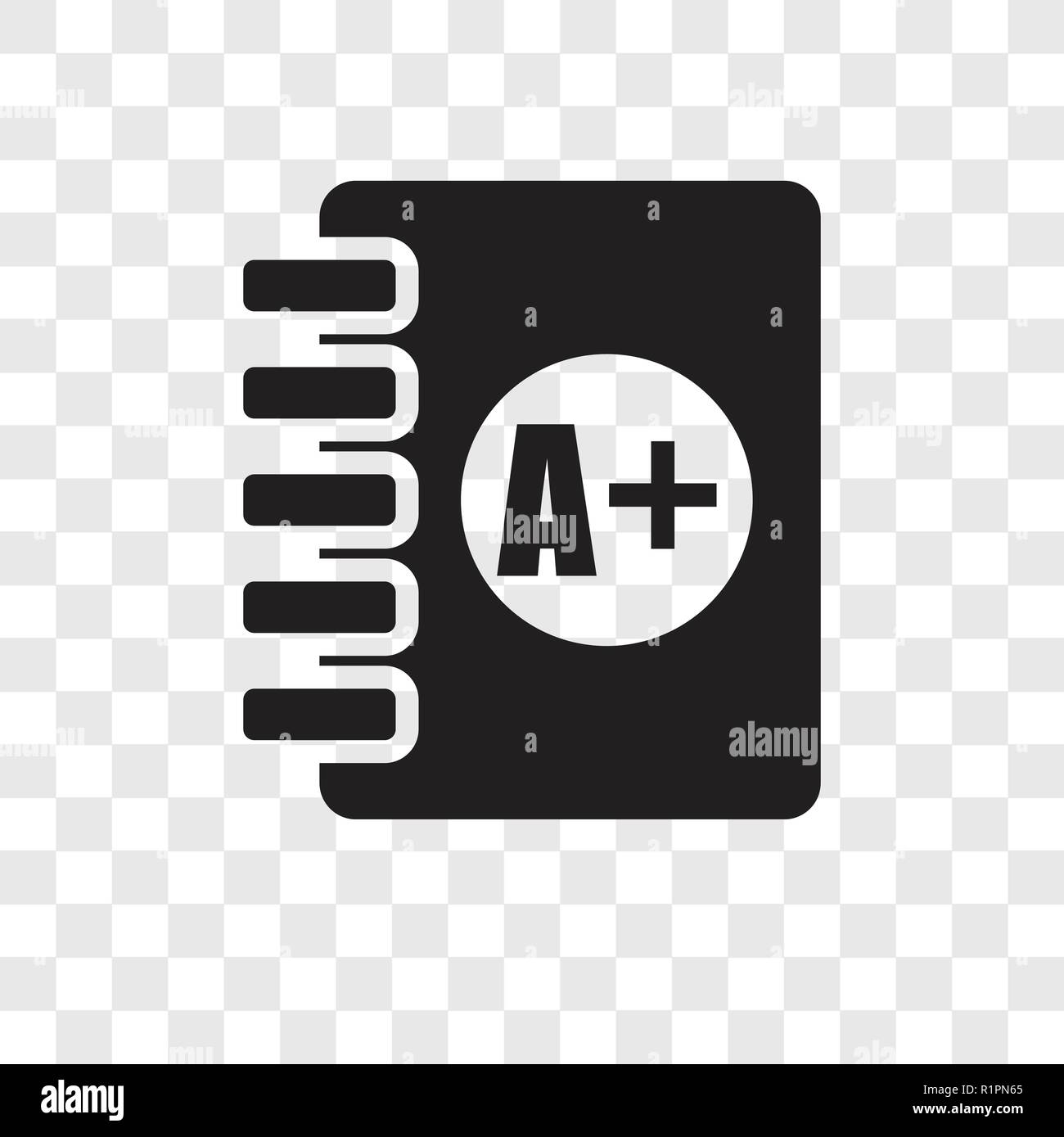 Clipboard with A+ vector icon isolated on transparent background ...