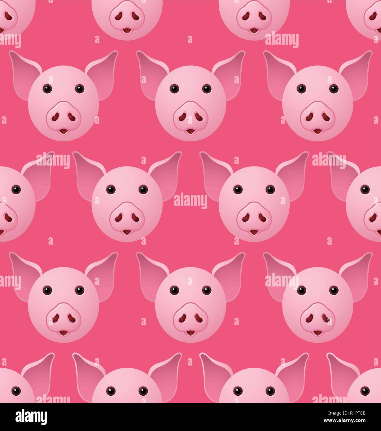 New Year 2019 Pig Seampless Pattern Stock Vector