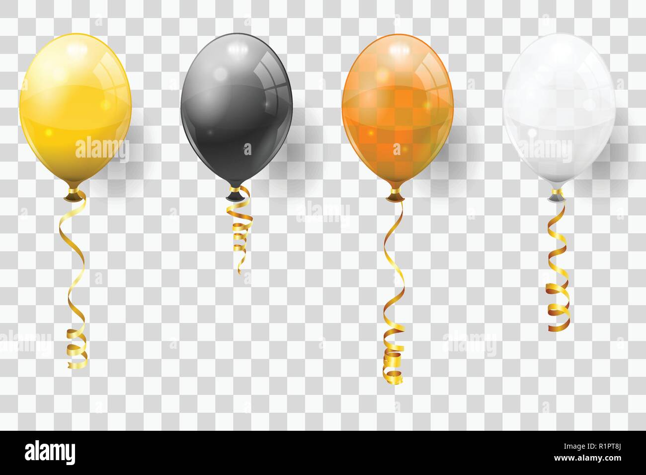 Golden Streamer and Balloons Stock Vector