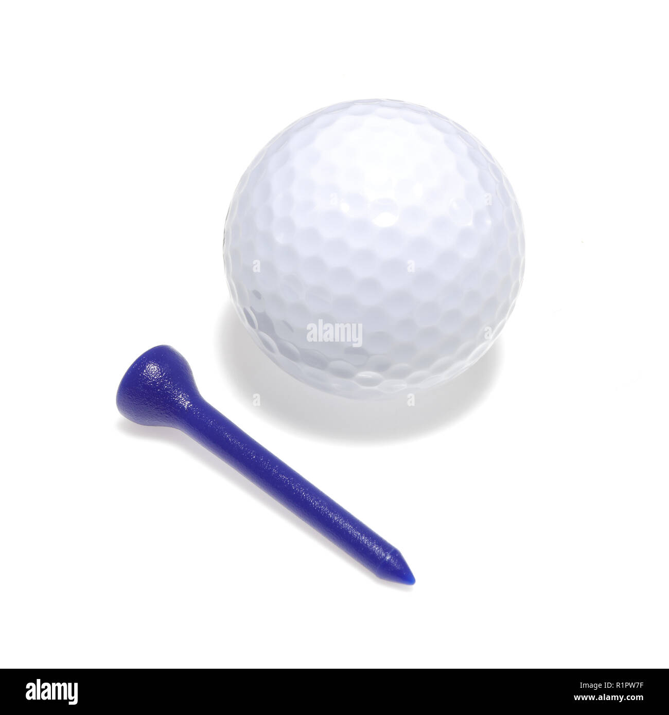 Golf ball and tee with drop shadow Stock Photo