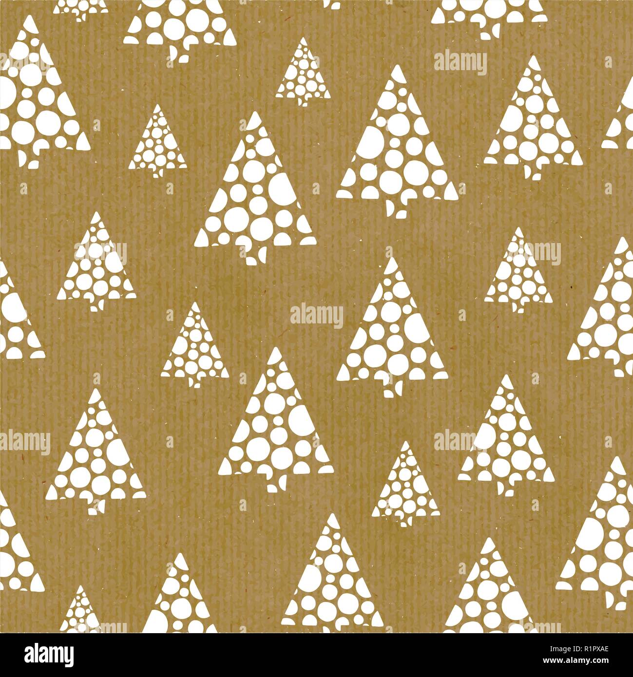 Seamless Repeat Vector Pattern Abstract Hand Drawn Christmas Trees