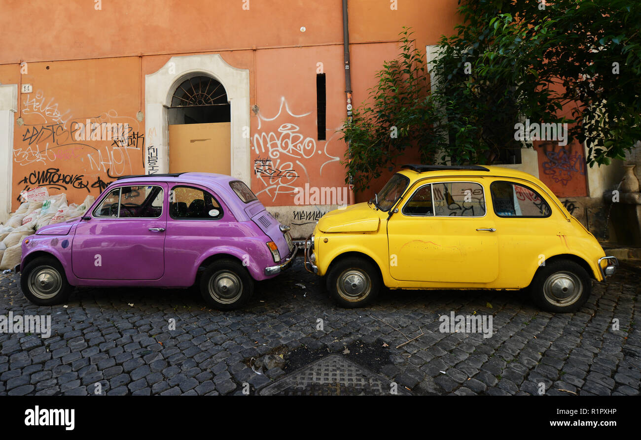 Fiat Cinquecento ( 500 ) in Rome. Stock Photo