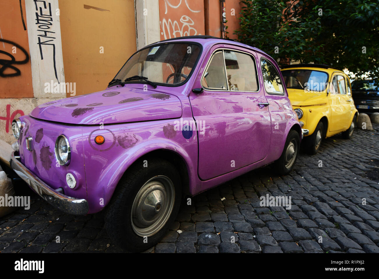 Fiat Cinquecento ( 500 ) in Rome. Stock Photo