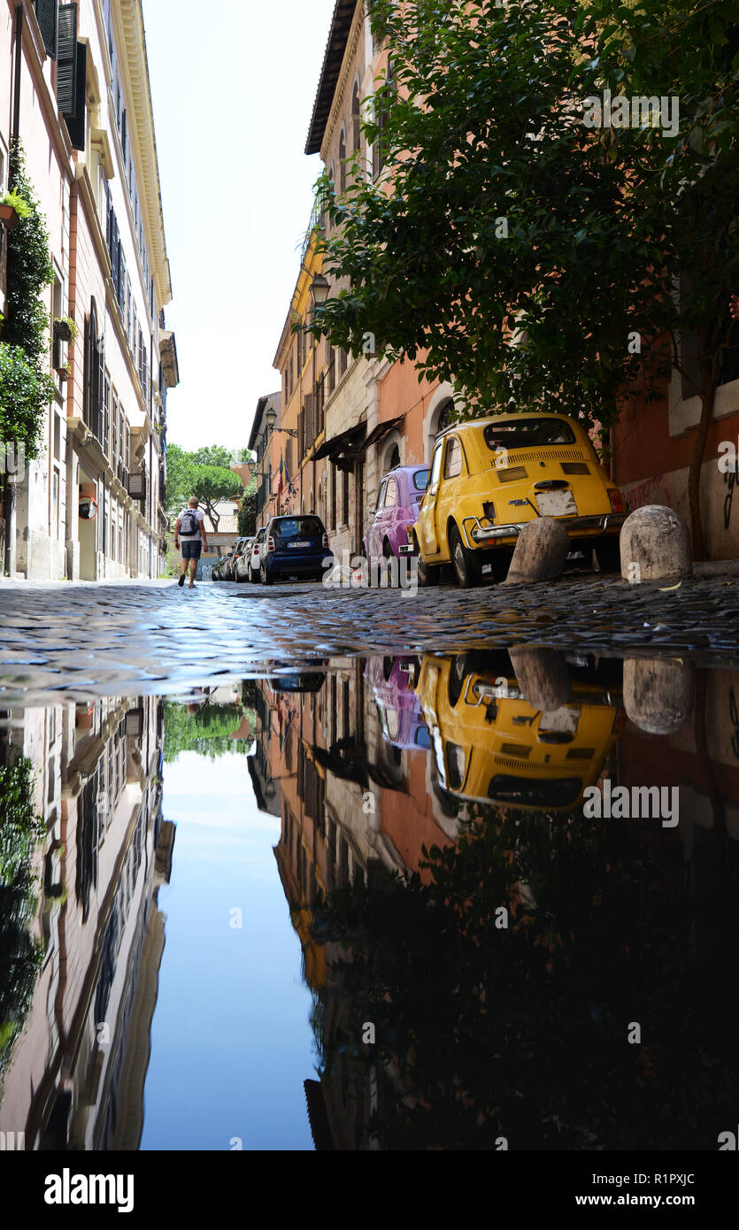 Fiat Cinquecento ( 500 ) in Rome. Stock Photo