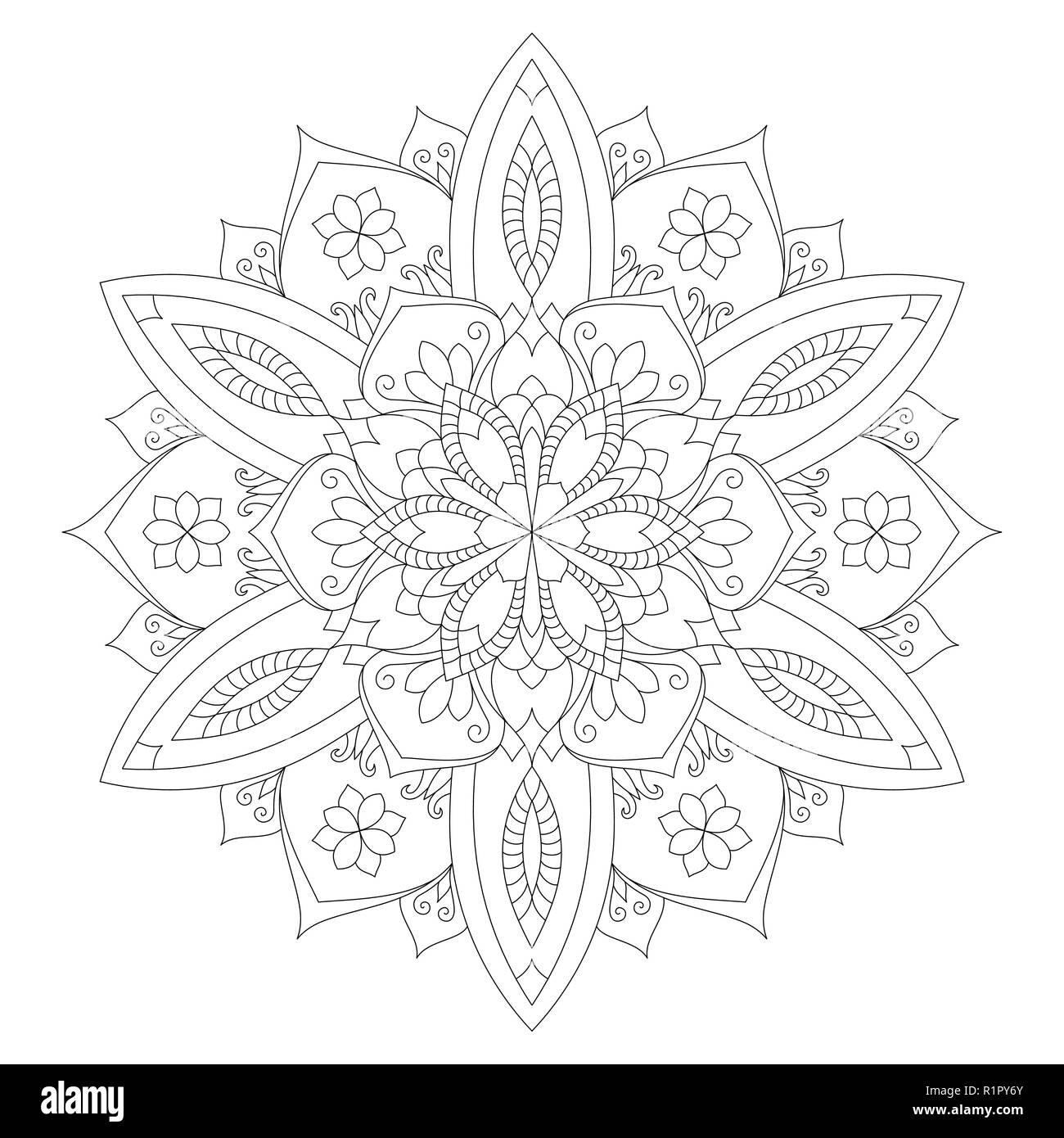 Mandala Coloring Page Flower Design Element for Adult Color Book