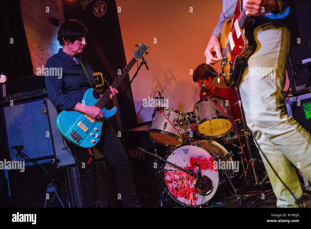 Thurston Moore (Debbie Googe, Thurston Moore Band, Thurston Moore Group, ex Sonic Youth) - May 2015 - Cluny Newcastle - Live concert photography Stock Photo