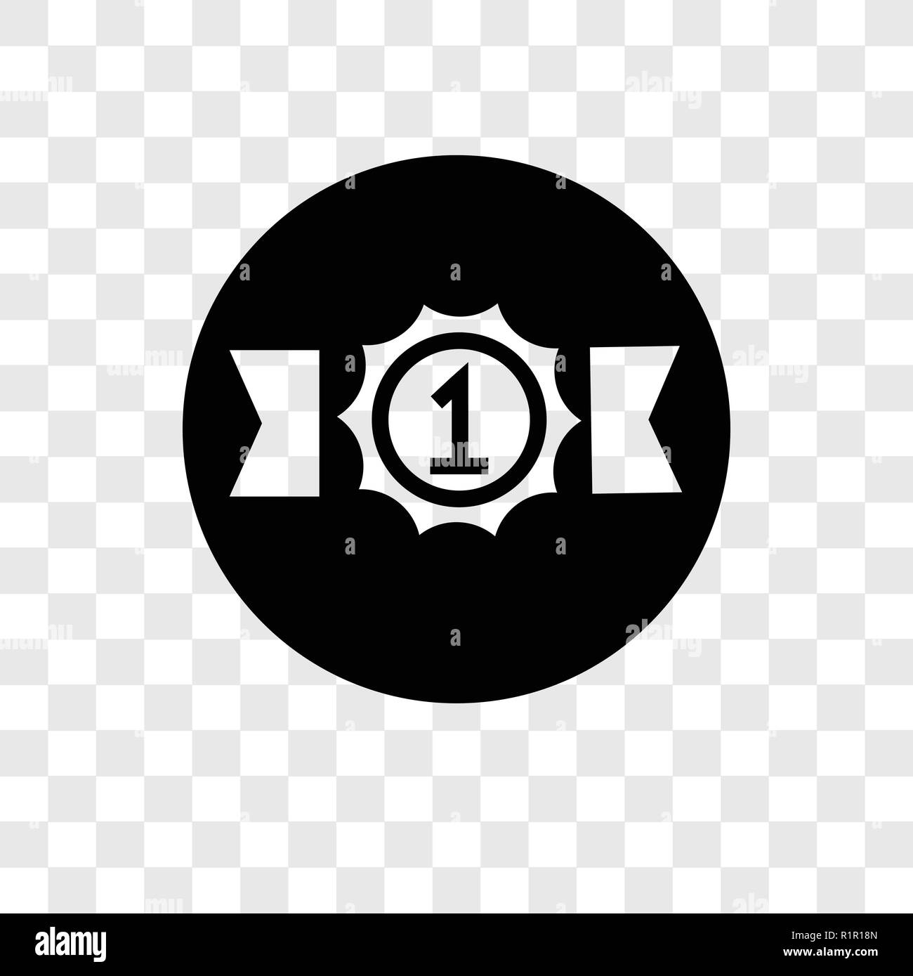 Number 1 vector icon isolated on transparent background, Number 1