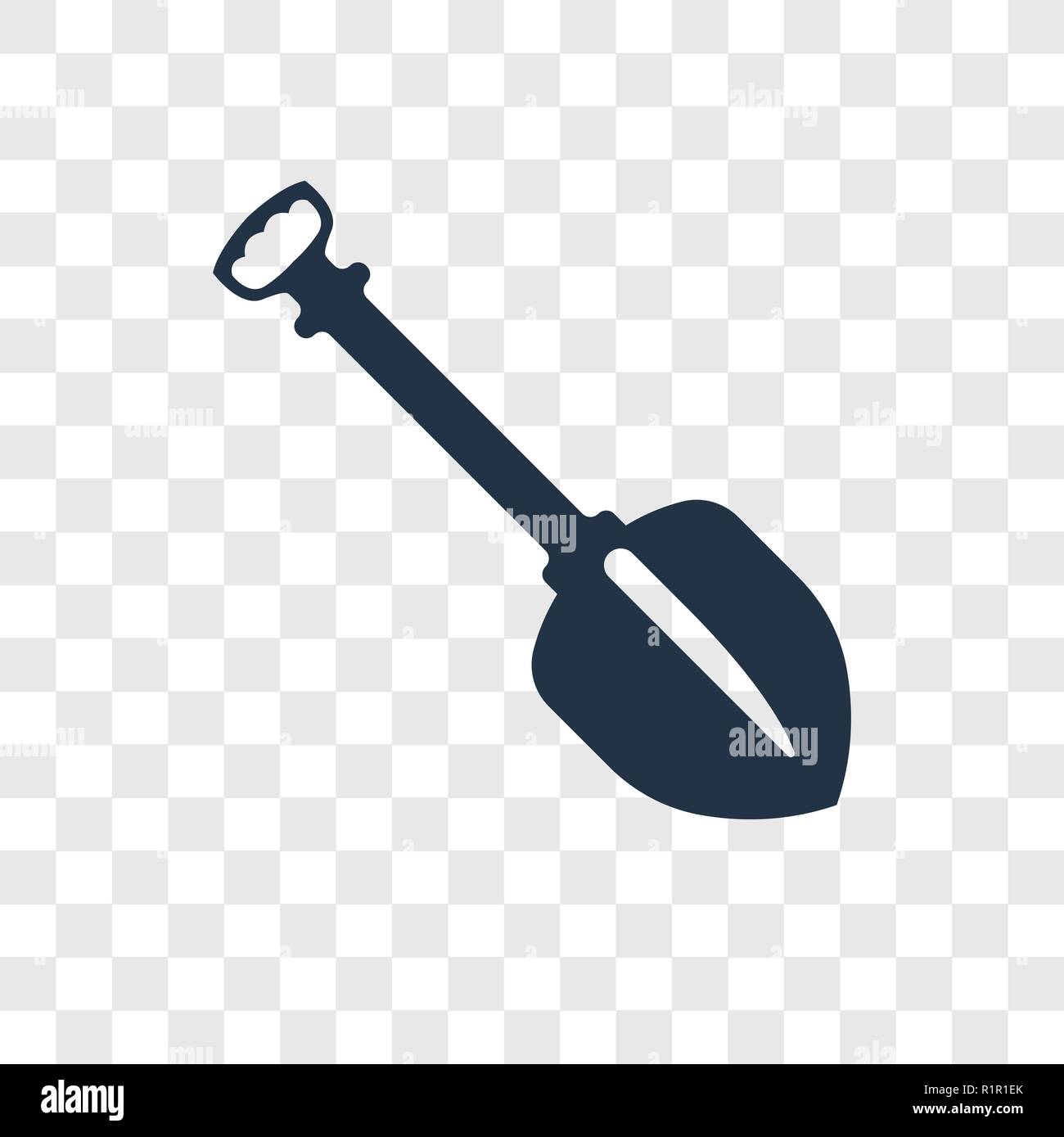 Shovel vector icon isolated on transparent background, Shovel transparency logo concept Stock Vector