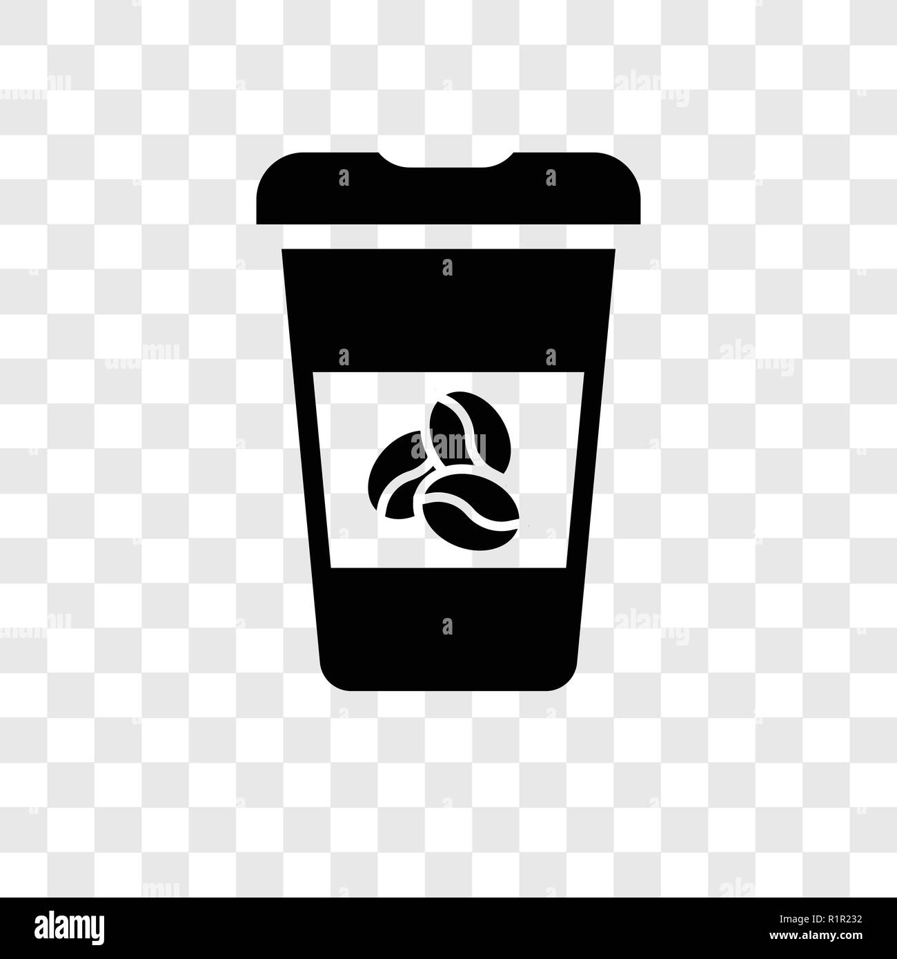 Coffee Cup Vector Icon Isolated on Transparent Background, Linear