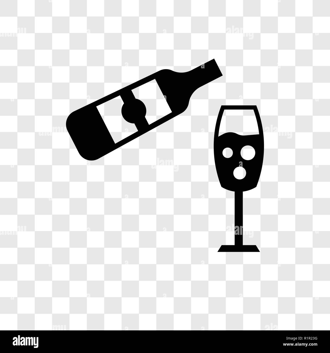 Glass and bottle of wine vector icon isolated on transparent background ...