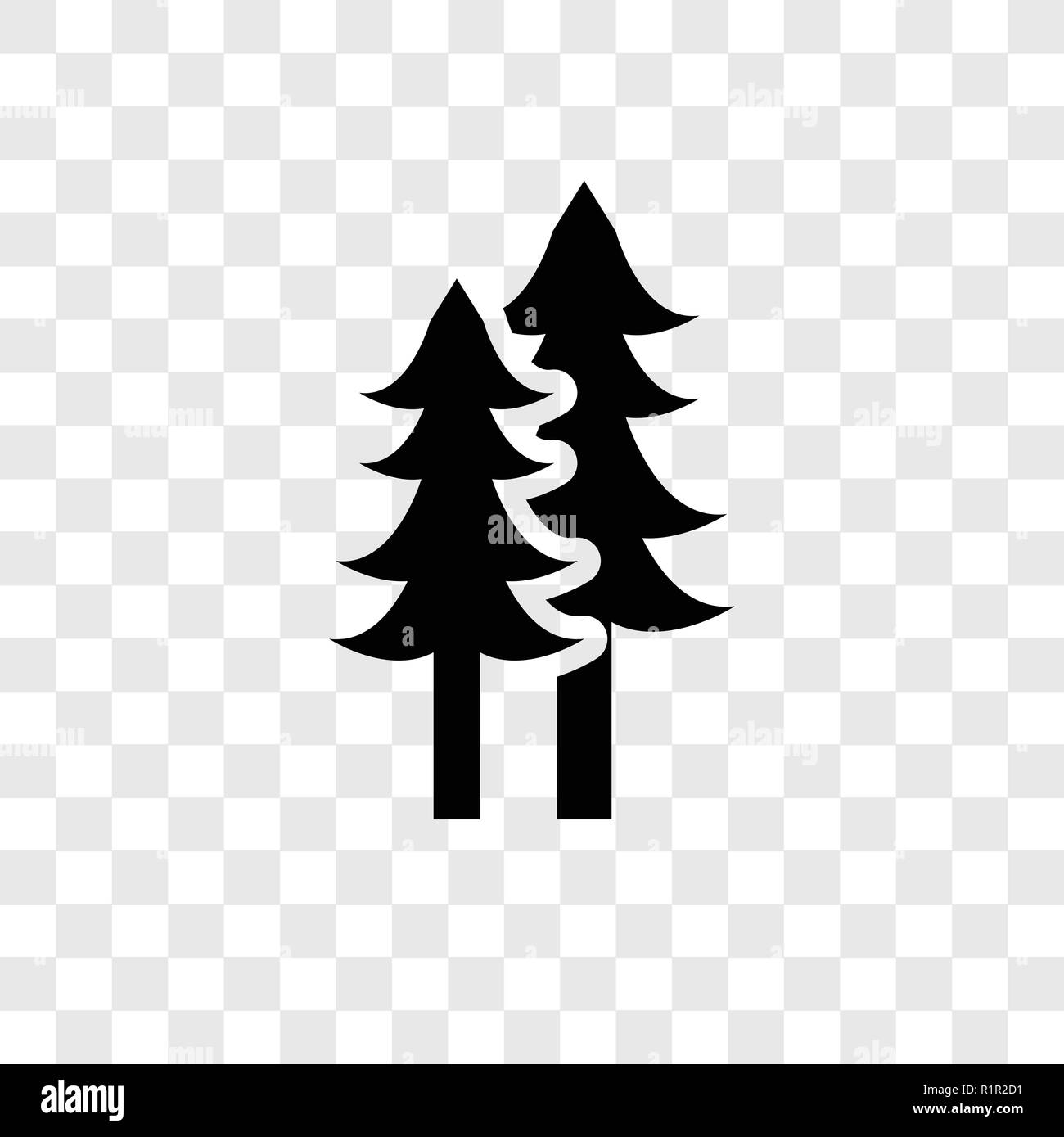 Christmas trees vector icon isolated on transparent background, Christmas trees transparency logo concept Stock Vector