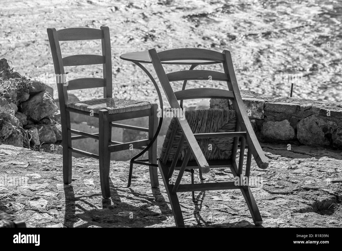 Table in a tavern in Monemvasia Stock Photo