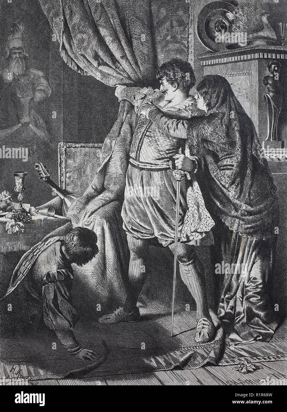Digital improved reproduction, a scene from the Opera Don Juan by Mozart, original print from the year 1880 Stock Photo