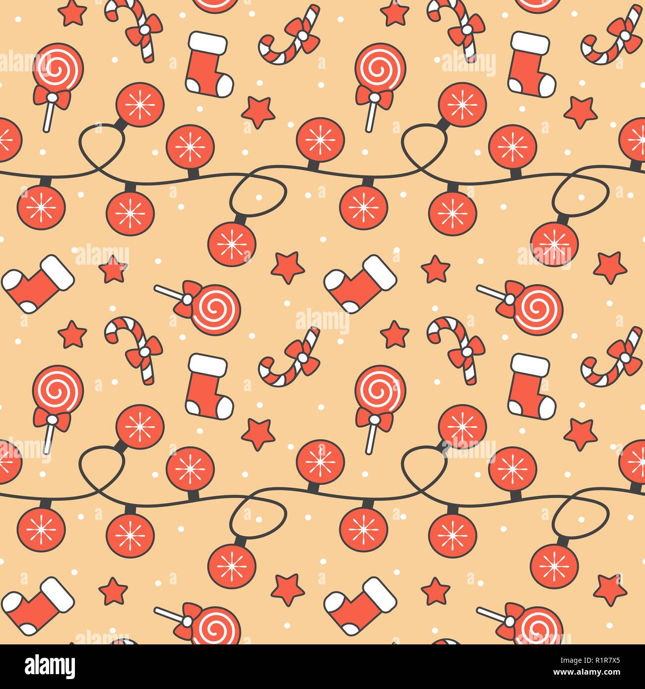 cute cartoon christmas elements seamless vector pattern background ...