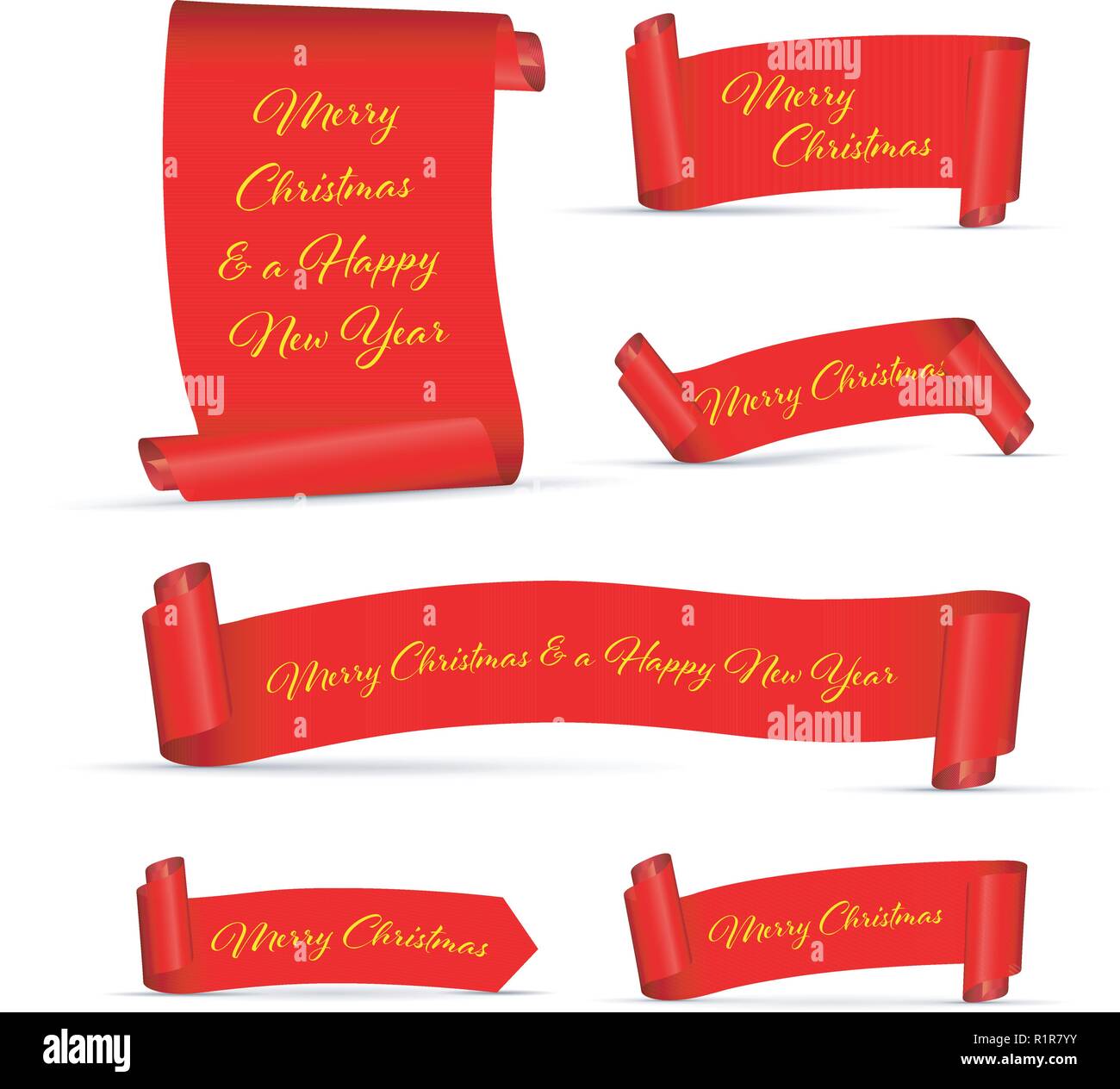 set of red merry Christmas banners Stock Vector