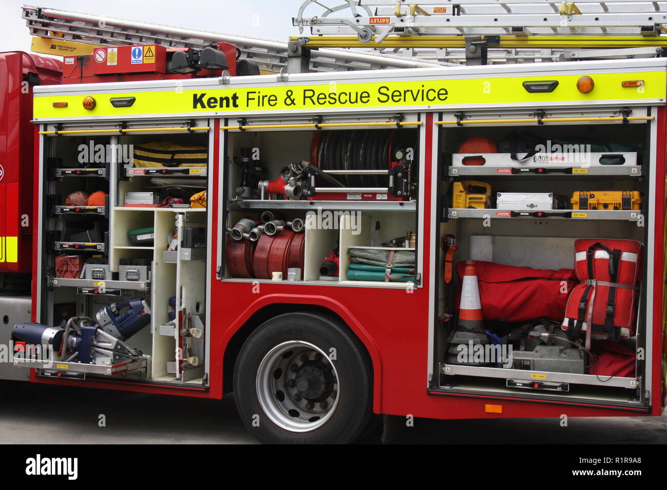 kent-fire-rescue-service-fire-truck-close-view-of-equipment-locker-stock-photo-alamy