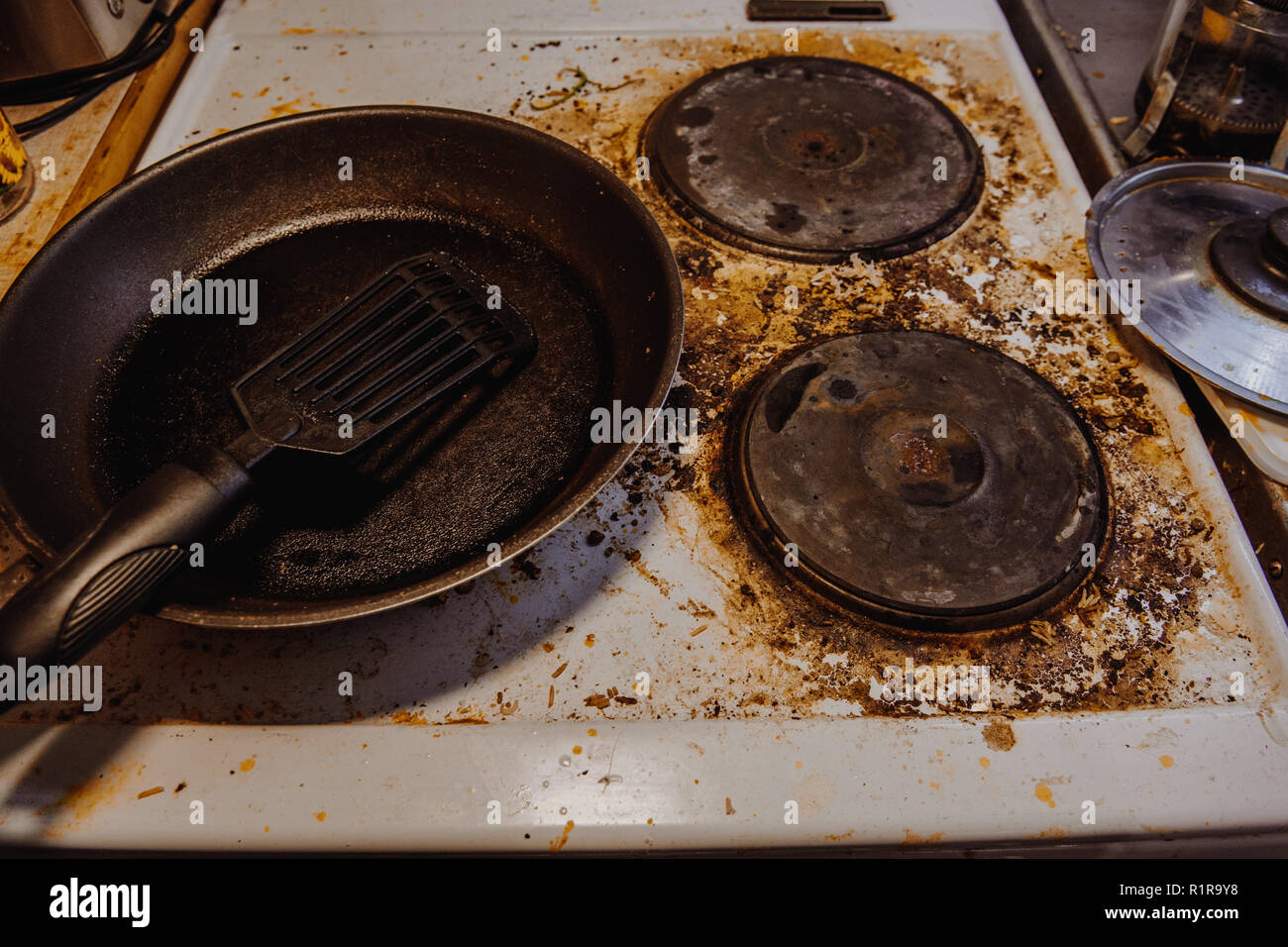 https://c8.alamy.com/comp/R1R9Y8/high-angle-view-of-dirty-stove-top-R1R9Y8.jpg
