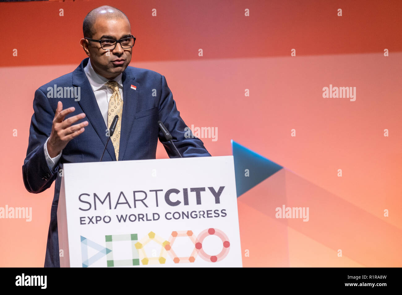 Janil Puthucheary Senior Minister Of State Ministry Of Transport And Communications Of Singapore Is Seen Talking In The Barcelona Smart City Expo World Congress Keynotes And Inspirational Talks Barcelona Smart City And