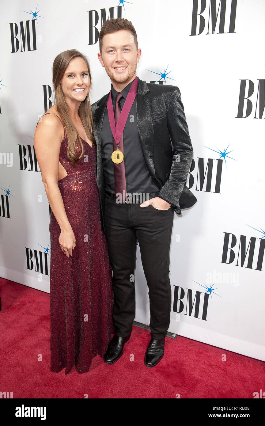 Nov. 13, 2018 - Nashville, Tennessee; USA - Musician SCOTTY MCCREERY and his wife attends the 66th Annual BMI Country Awards at BMI Building located in Nashville.   Copyright 2018 Jason Moore. (Credit Image: © Jason Moore/ZUMA Wire) Stock Photo