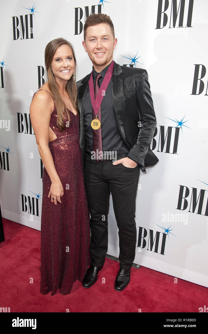 Nov. 13, 2018 - Nashville, Tennessee; USA - Musician SCOTTY MCCREERY and his wife attends the 66th Annual BMI Country Awards at BMI Building located in Nashville.   Copyright 2018 Jason Moore. (Credit Image: © Jason Moore/ZUMA Wire) Stock Photo