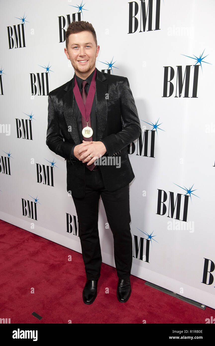 Nov. 13, 2018 - Nashville, Tennessee; USA - Musician SCOTTY MCCREERY attends the 66th Annual BMI Country Awards at BMI Building located in Nashville.   Copyright 2018 Jason Moore. (Credit Image: © Jason Moore/ZUMA Wire) Stock Photo