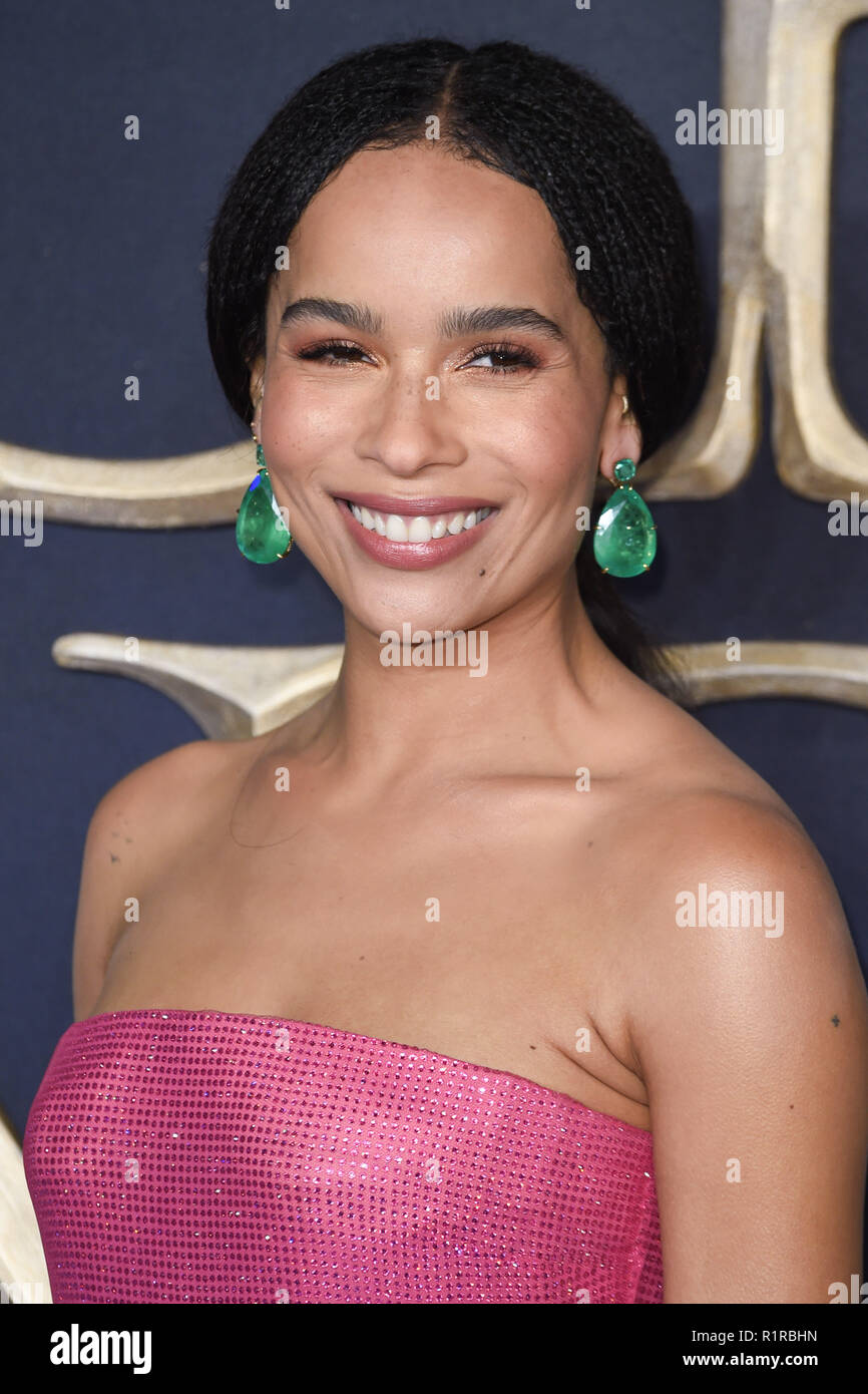LONDON, UK. November 13, 2018: Zoë Kravitz at the "Fantastic Beasts