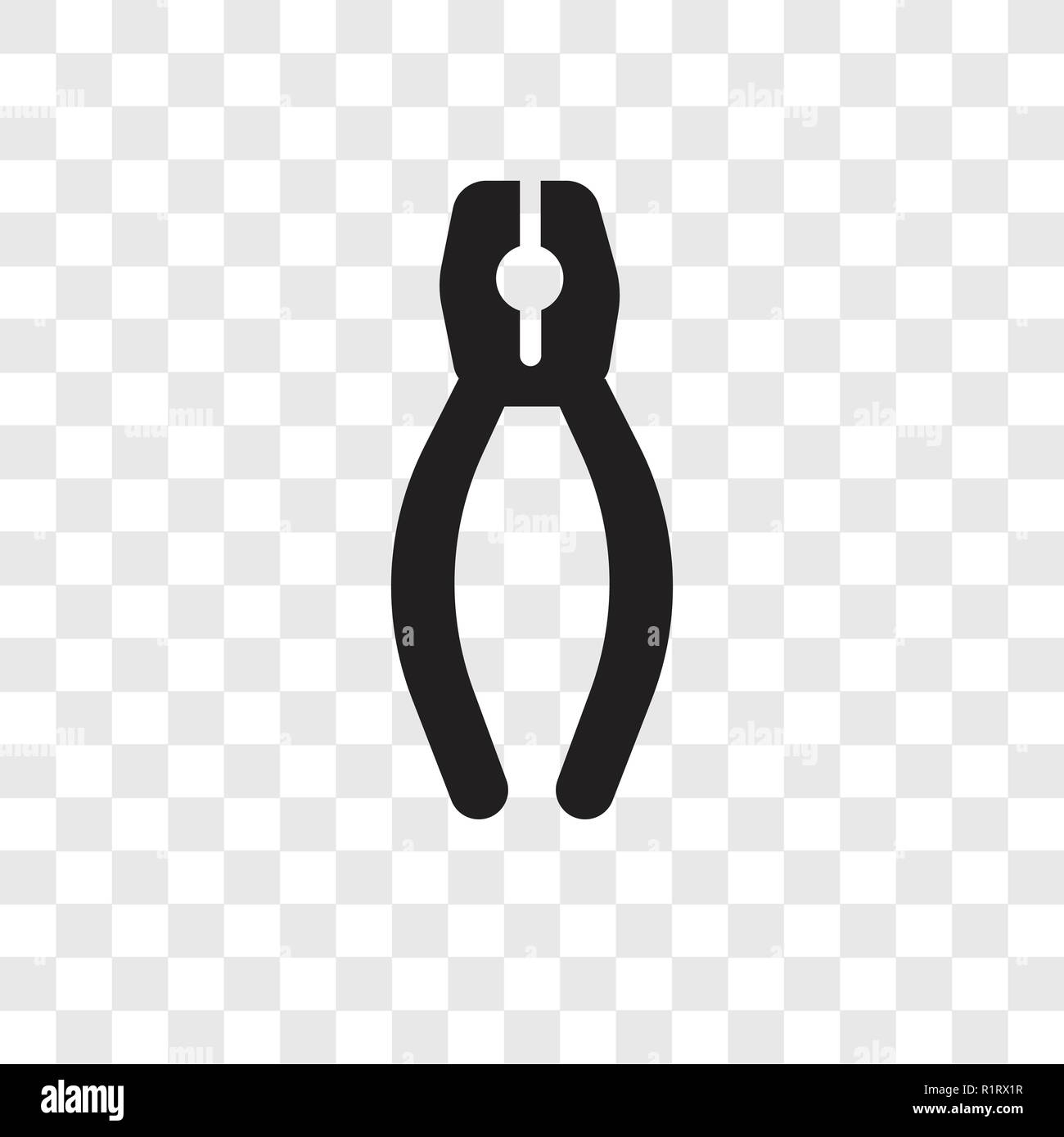 Plier vector icon isolated on transparent background, Plier transparency logo concept Stock Vector