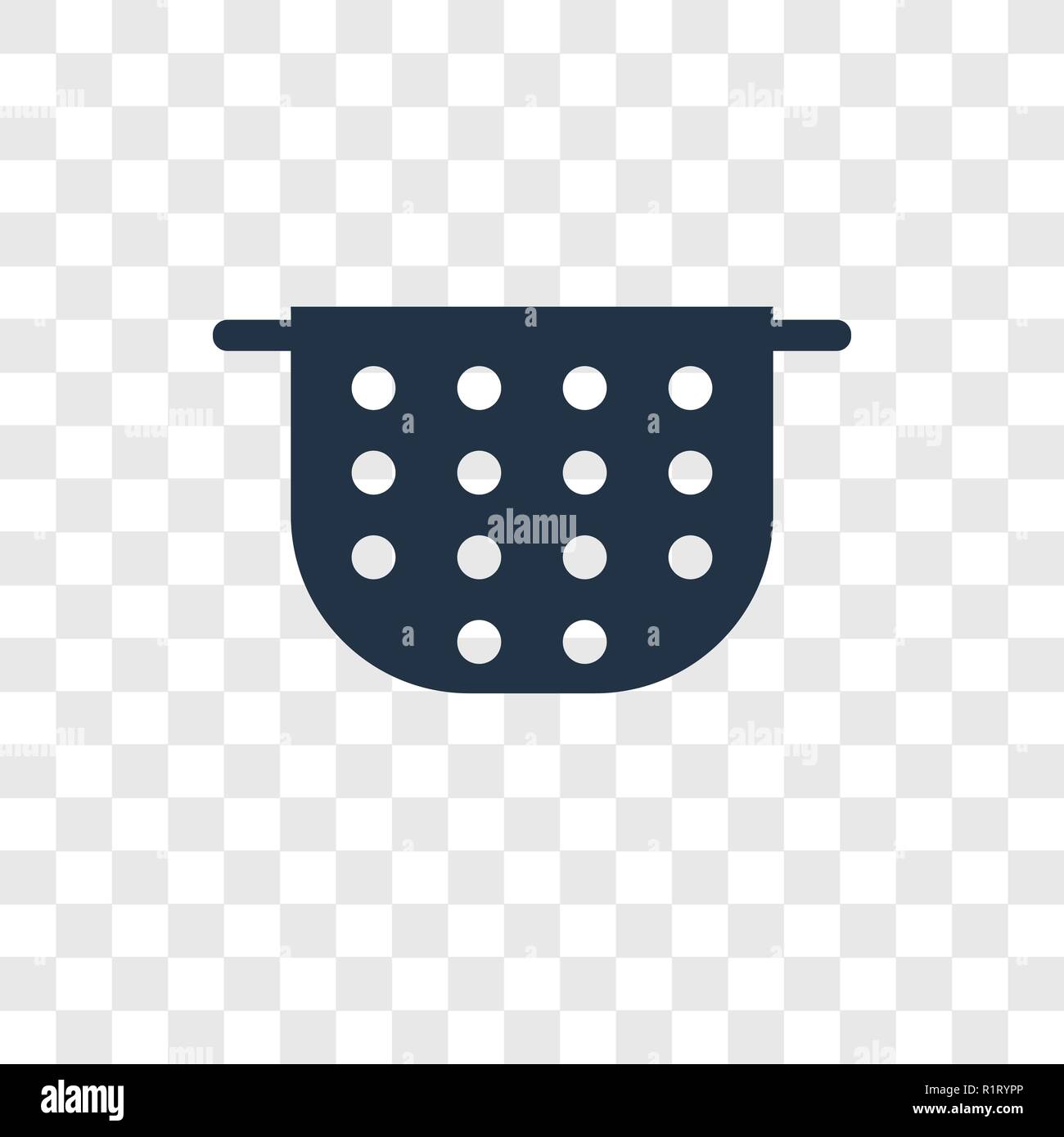 Strainer vector icon isolated on transparent background, Strainer transparency logo concept Stock Vector