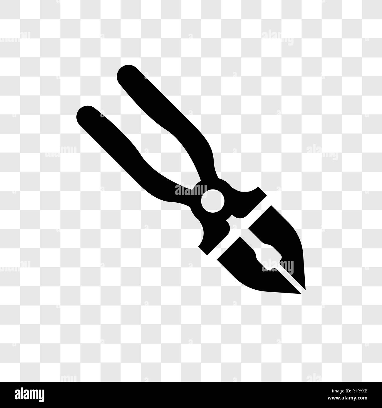 Pliers vector icon isolated on transparent background, Pliers transparency logo concept Stock Vector