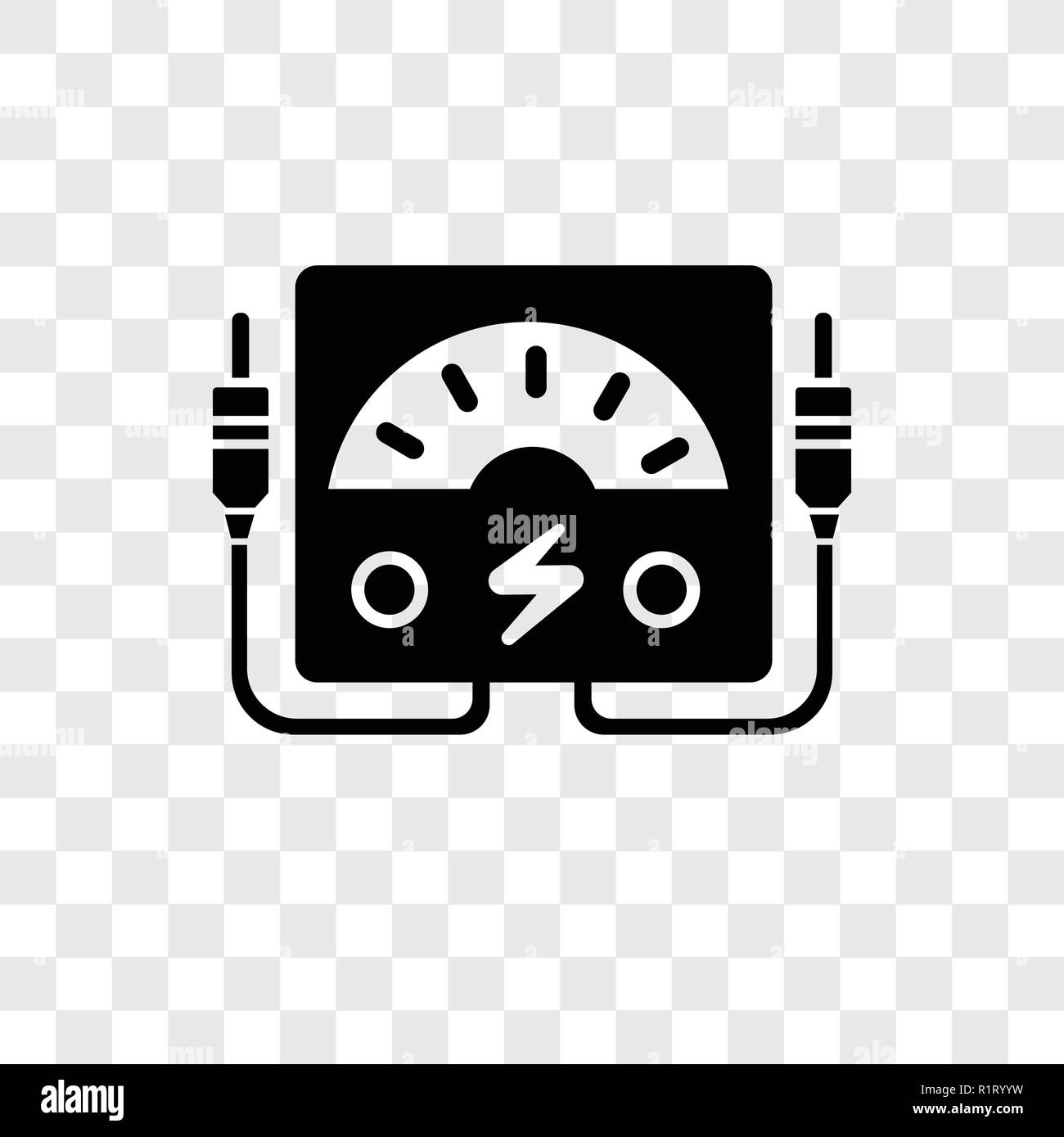 Voltmeter vector icon isolated on transparent background, Voltmeter transparency logo concept Stock Vector
