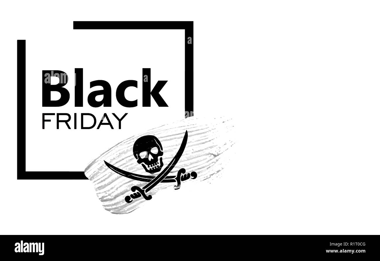 Black Friday shopping sale concept. Isolated on a white background, has place for your text. Can be used as a mockup for a designer. Paint stroke with Stock Photo