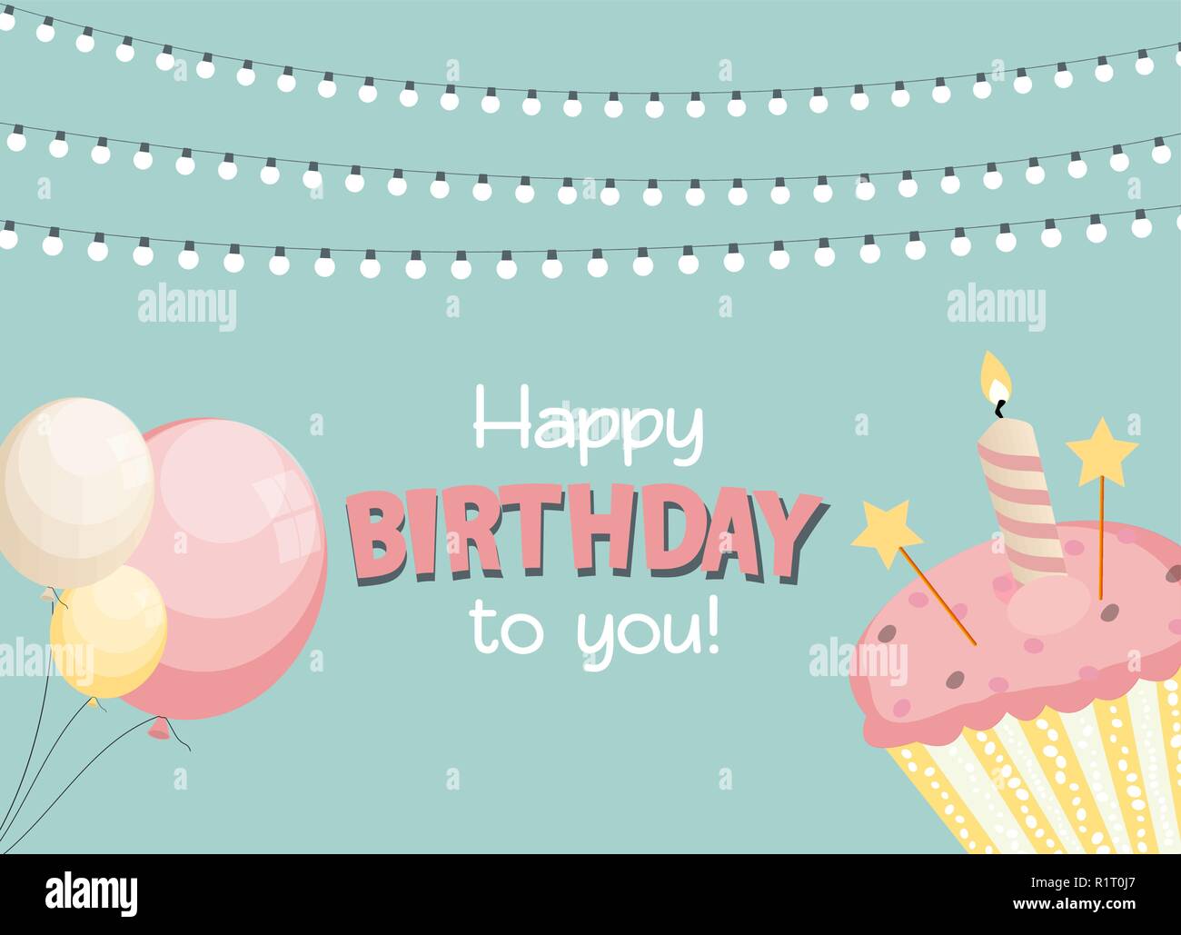 Happy Birthday Card Baner Background with Cake. Vector Illustration ...
